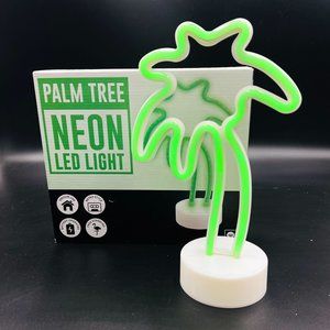 Neon LED Light Tropicl Palm Tree Lamp Retro Style Battery Operated 11"High